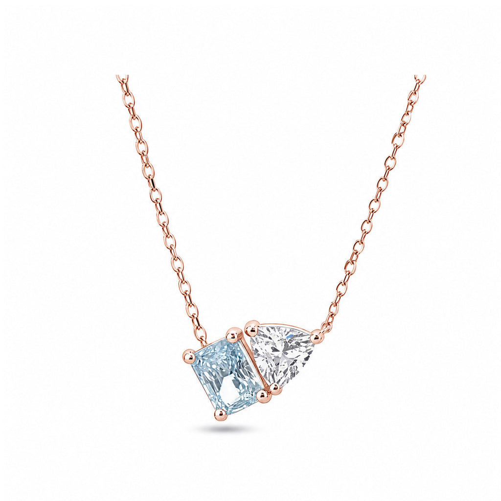 14k Gold Fancy Cut Lab-Grown Diamond Necklace - Modern "Toi et Moi" Style
