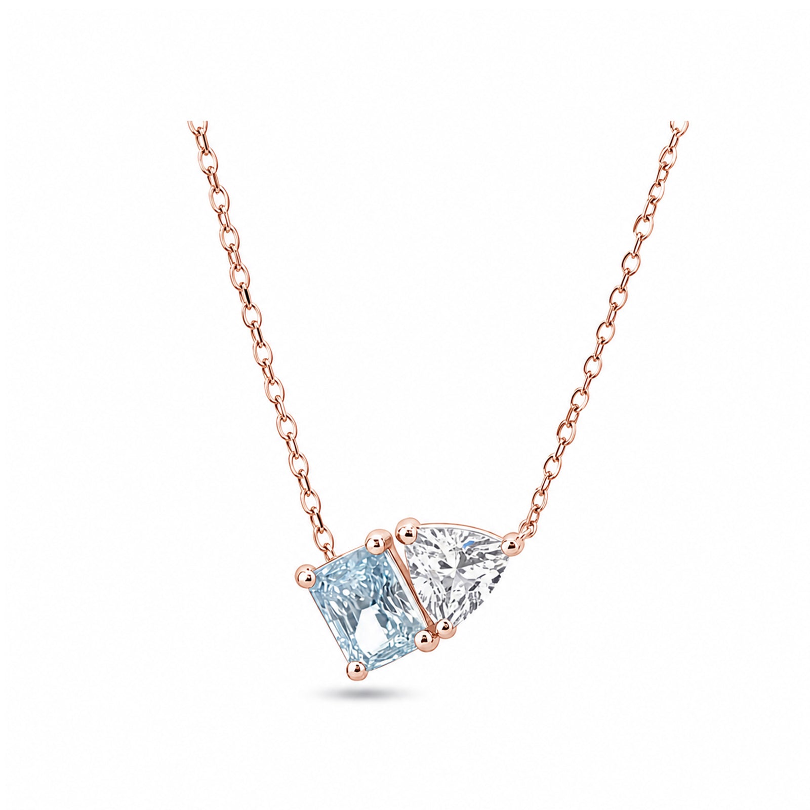 14k Gold Fancy Cut Lab-Grown Diamond Necklace - Modern "Toi et Moi" Style
