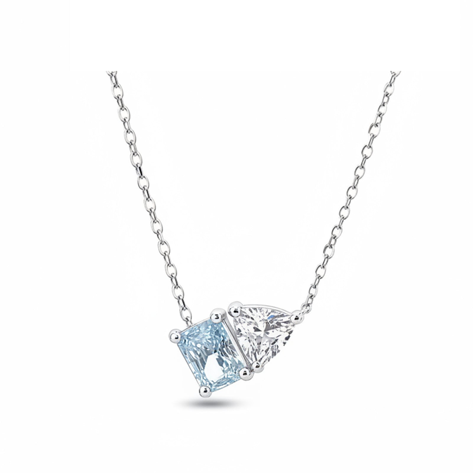 14k Gold Fancy Cut Lab-Grown Diamond Necklace - Modern "Toi et Moi" Style