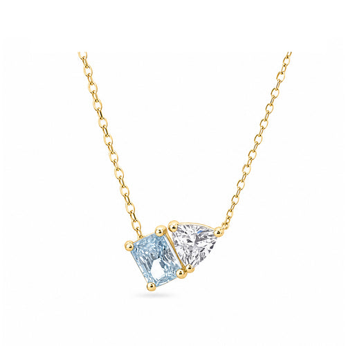 14k Gold Fancy Cut Lab-Grown Diamond Necklace - Modern "Toi et Moi" Style