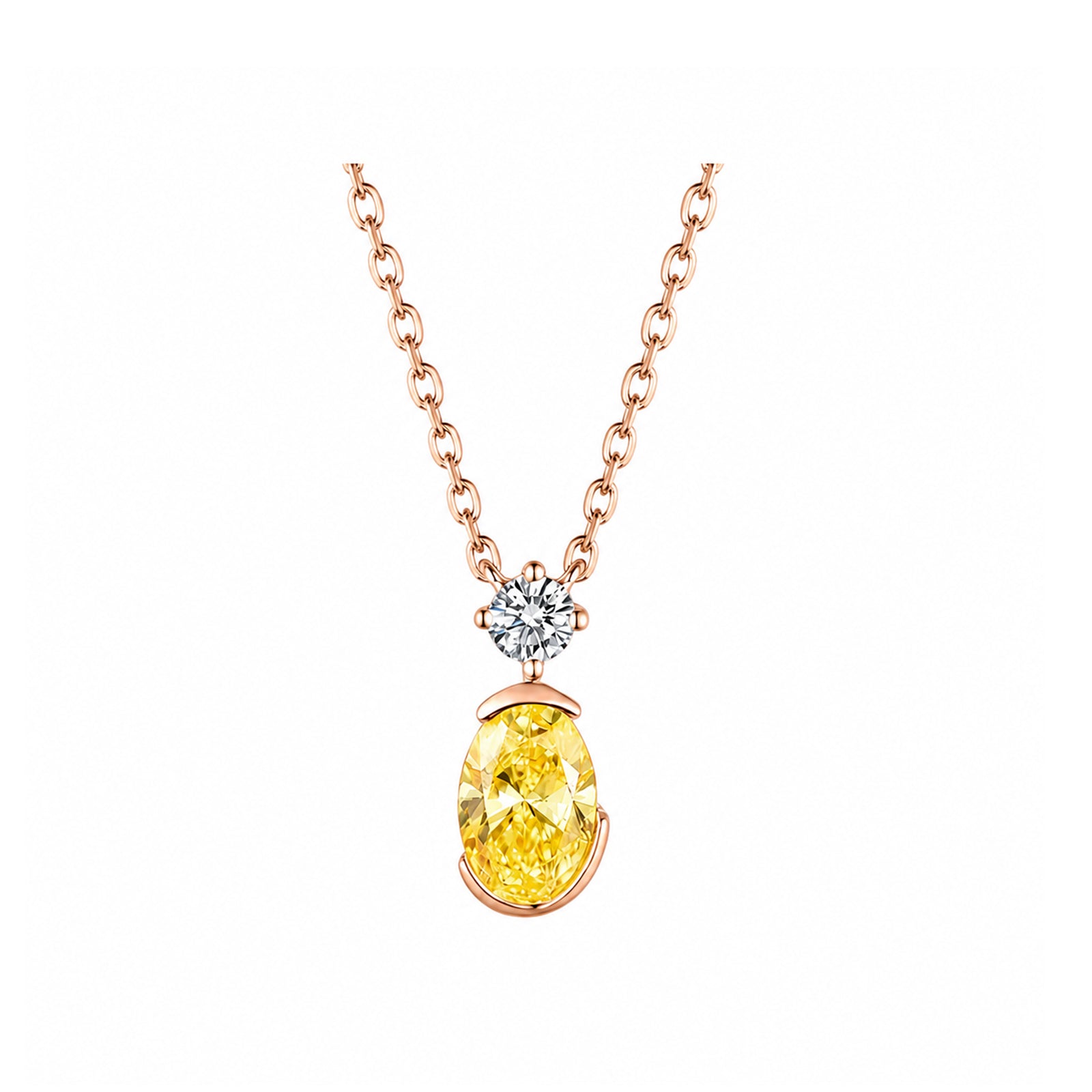 Roung and oval shaped diamond Necklace