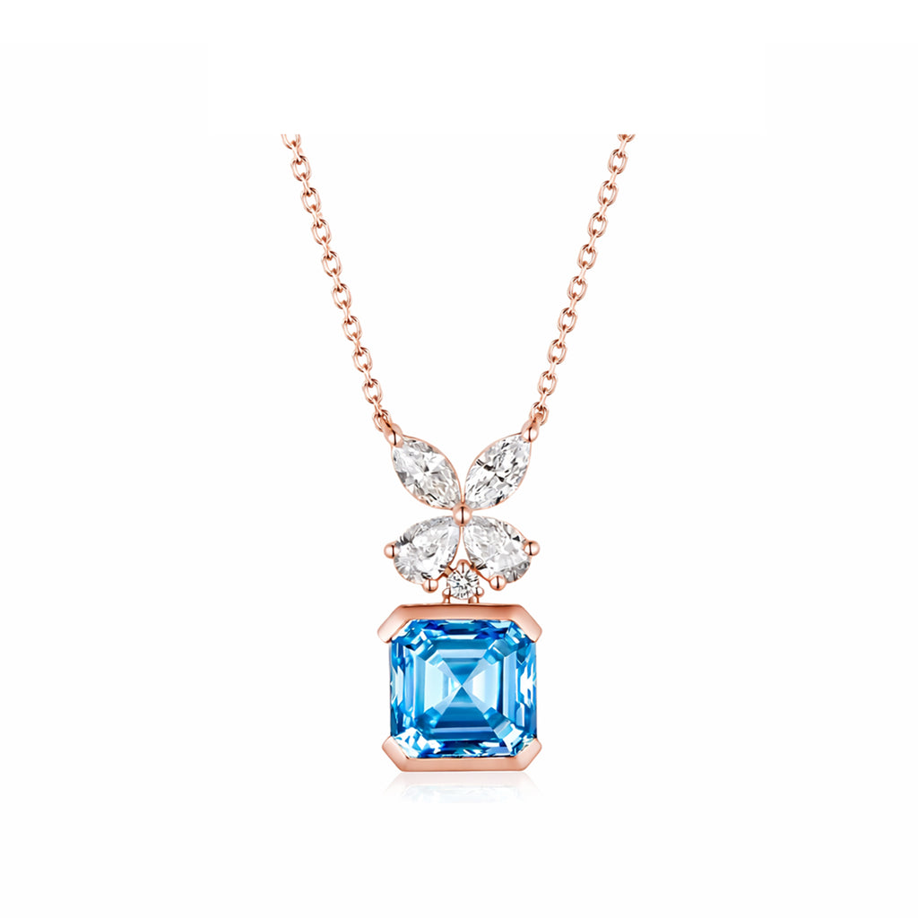 14k Gold Enchanted Butterfly Collection - Vivid Blue Lab-Grown Diamond Necklace