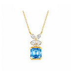 14k Gold Enchanted Butterfly Collection - Vivid Blue Lab-Grown Diamond Necklace