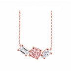 14k Gold Mixed Fancy Cut Trio Necklace - A Symphony in Pink