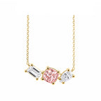 14k Gold Mixed Fancy Cut Trio Necklace - A Symphony in Pink