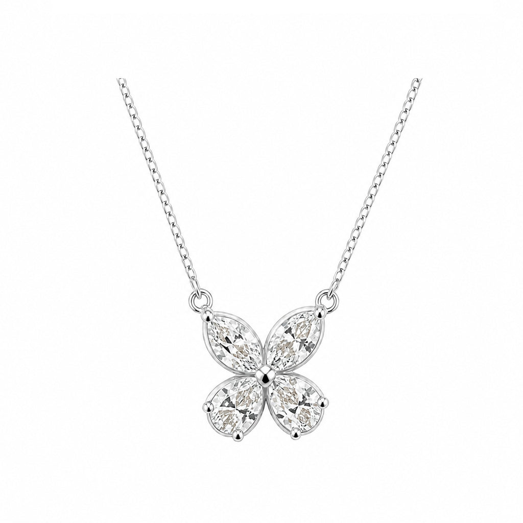 14k Gold Marquise Diamond Floral Necklace - Effortless Grace