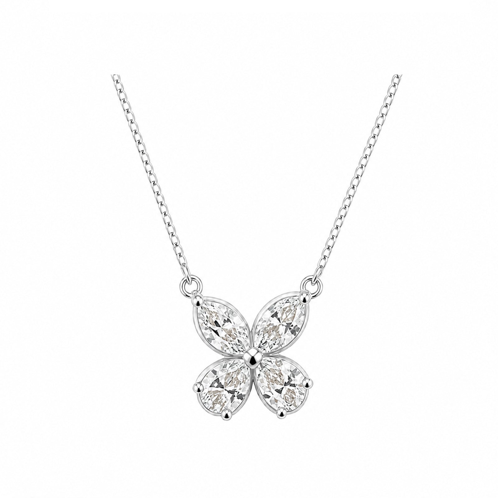 14k Gold Marquise Diamond Floral Necklace - Effortless Grace