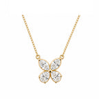 14k Gold Marquise Diamond Floral Necklace - Effortless Grace
