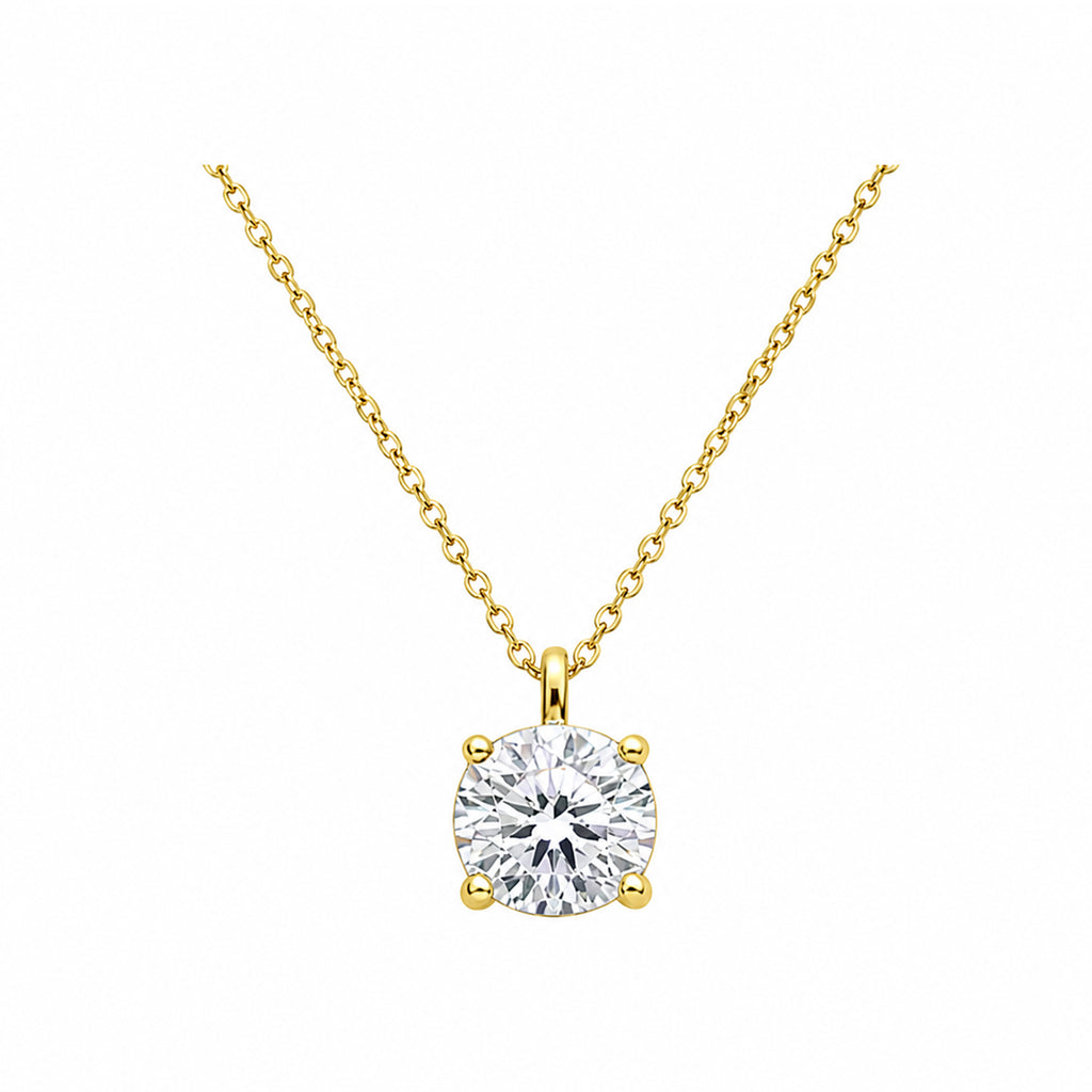 14k Gold Classic Four-Prong Solitaire Necklace - The Essence of Simplicity