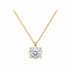 14k Gold Classic Four-Prong Solitaire Necklace - The Essence of Simplicity