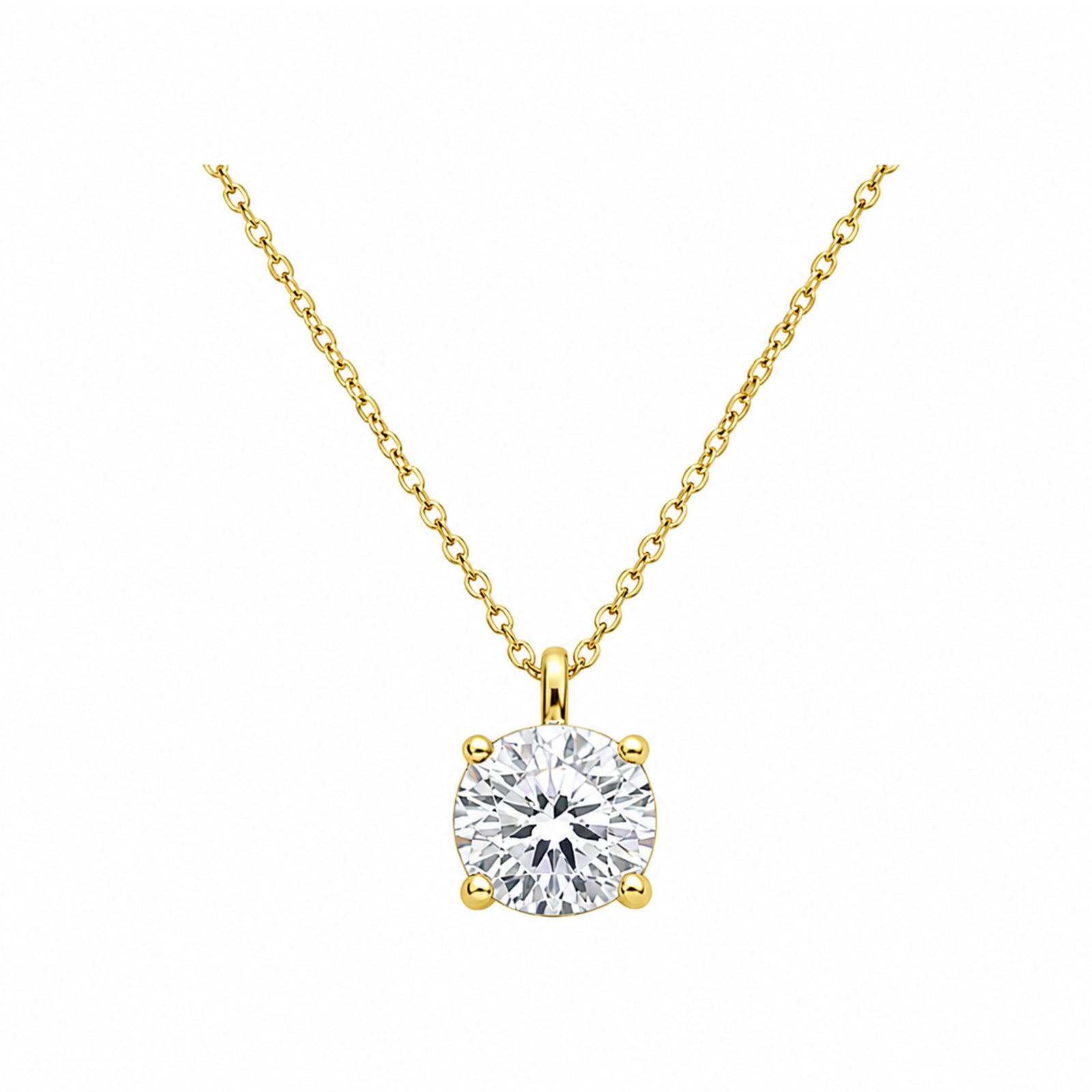 14k Gold Classic Four-Prong Solitaire Necklace - The Essence of Simplicity