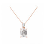 High Elegance Two-Stone Emerald Drop Necklace in 14K Gold