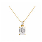 High Elegance Two-Stone Emerald Drop Necklace in 14K Gold
