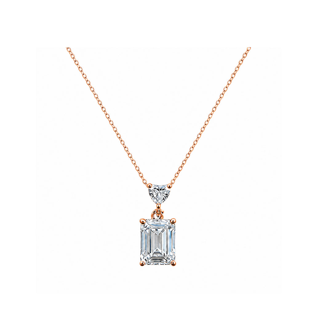 14k Gold Emerald Cut Lab-Grown Diamond Necklace - Architectural Elegance