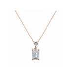 14k Gold Emerald Cut Lab-Grown Diamond Necklace - Architectural Elegance