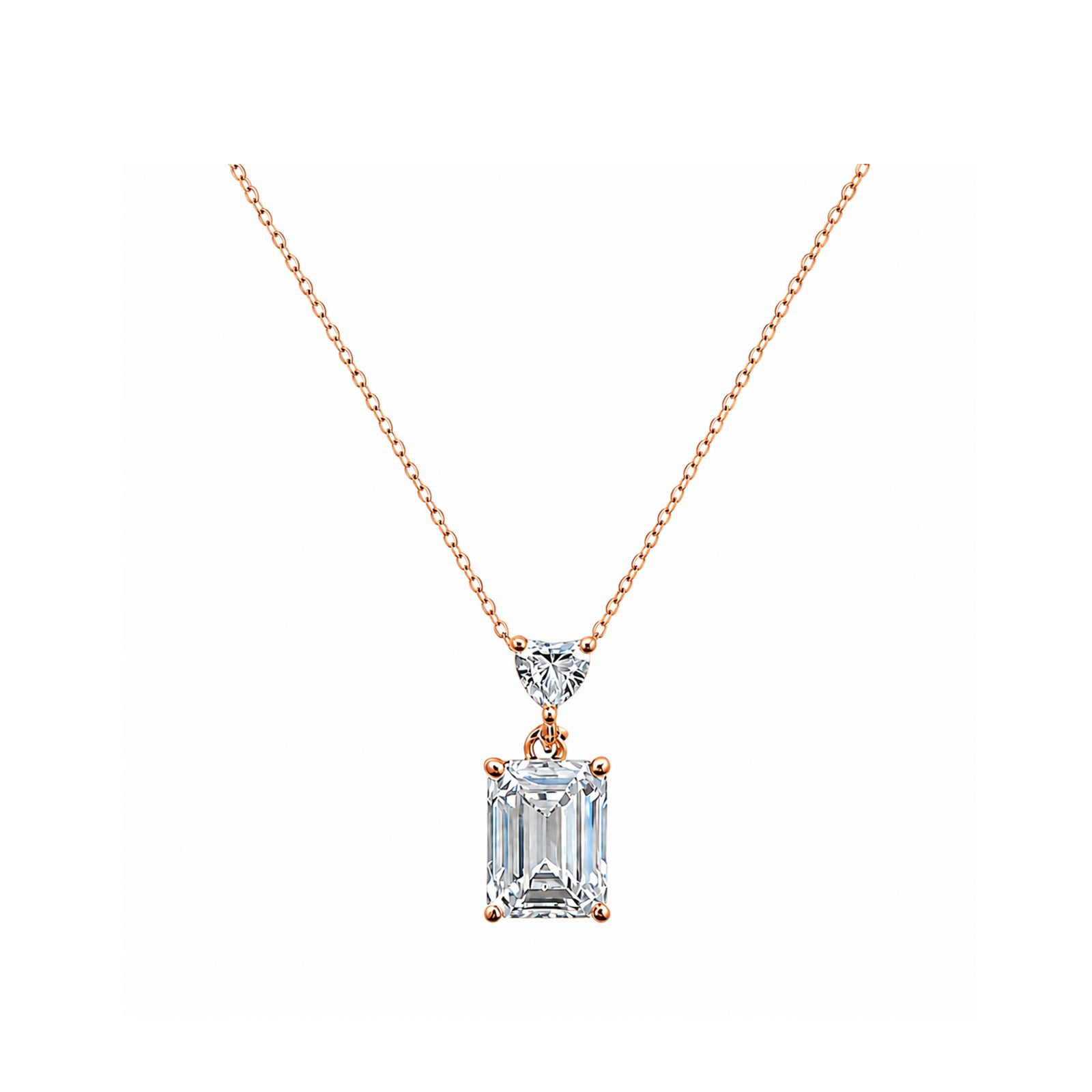14k Gold Emerald Cut Lab-Grown Diamond Necklace - Architectural Elegance