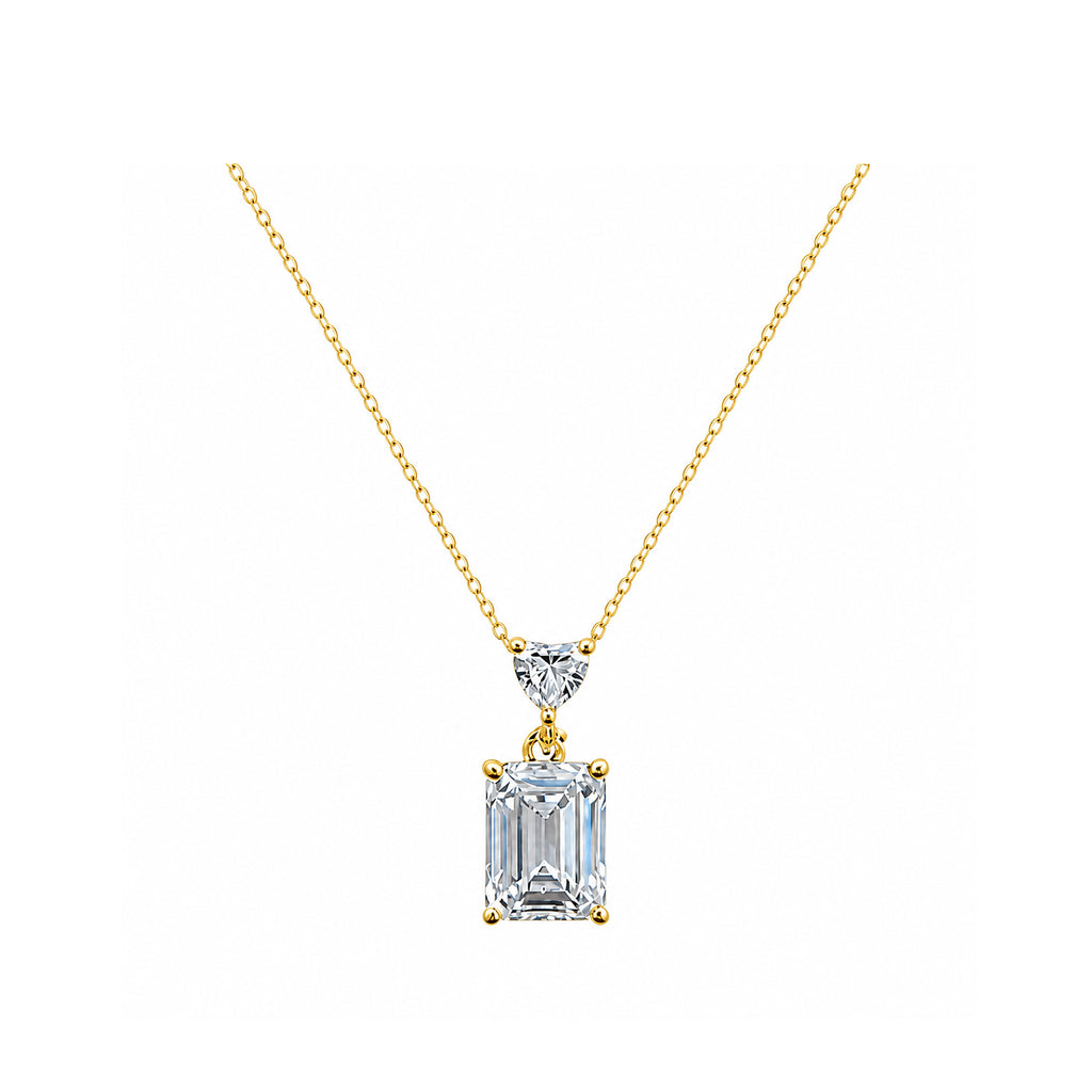 14k Gold Emerald Cut Lab-Grown Diamond Necklace - Architectural Elegance