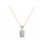 14k Gold Emerald Cut Lab-Grown Diamond Necklace - Architectural Elegance