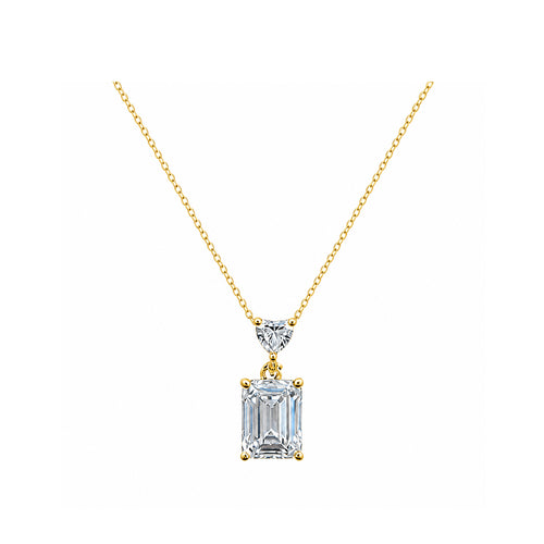 14k Gold Emerald Cut Lab-Grown Diamond Necklace - Architectural Elegance