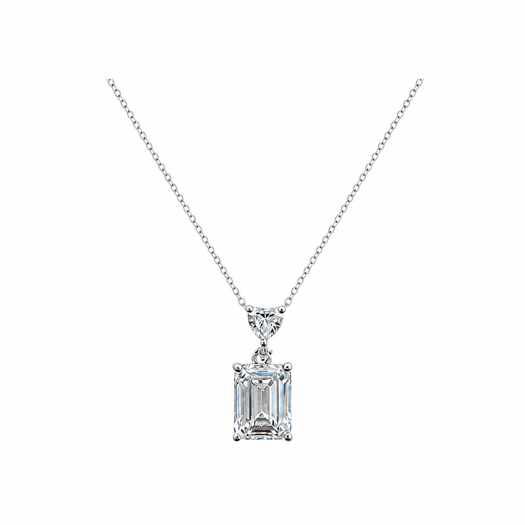 14k Gold Emerald Cut Lab-Grown Diamond Necklace - Architectural Elegance