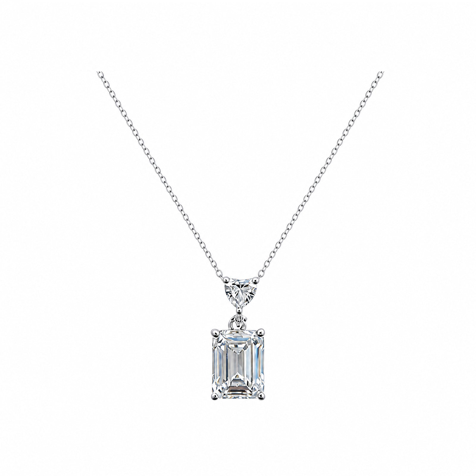 14k Gold Emerald Cut Lab-Grown Diamond Necklace - Architectural Elegance