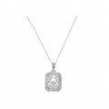 Art Deco Style 14k Yellow Gold Radiant Cut Halo Necklace