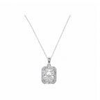 Art Deco Style 14k Yellow Gold Radiant Cut Halo Necklace