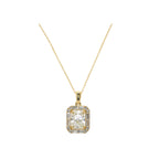 Art Deco Style 14k Yellow Gold Radiant Cut Halo Necklace