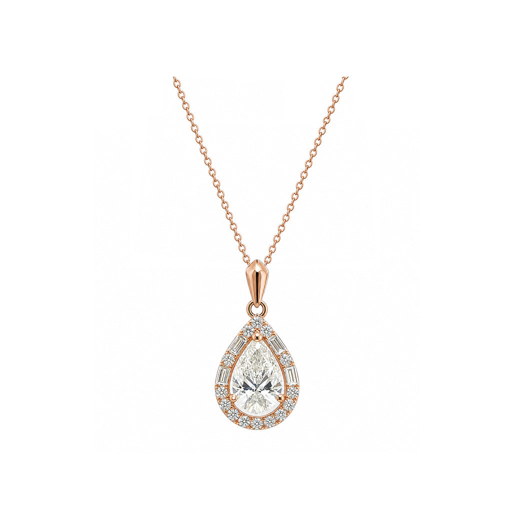 Elegant Pear Shape Teardrop Necklace in 14k Yellow Gold