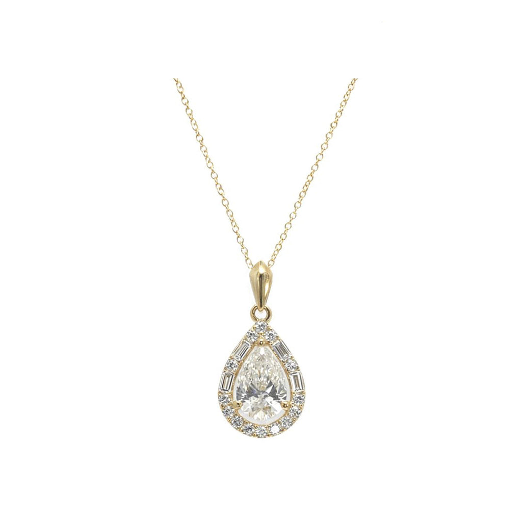 Elegant Pear Shape Teardrop Necklace in 14k Yellow Gold