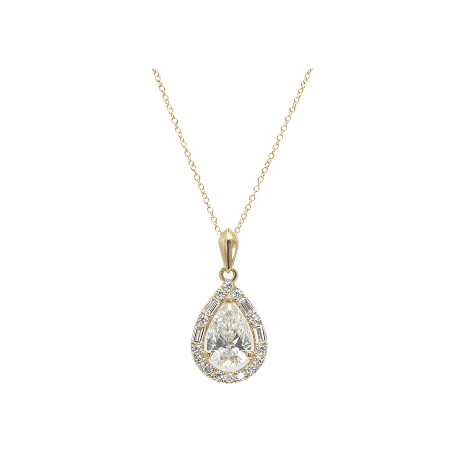 Elegant Pear Shape Teardrop Necklace in 14k Yellow Gold