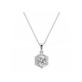 Vintage Symmetry Hexagon Halo Round Diamond Necklace
