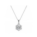 Vintage Symmetry Hexagon Halo Round Diamond Necklace