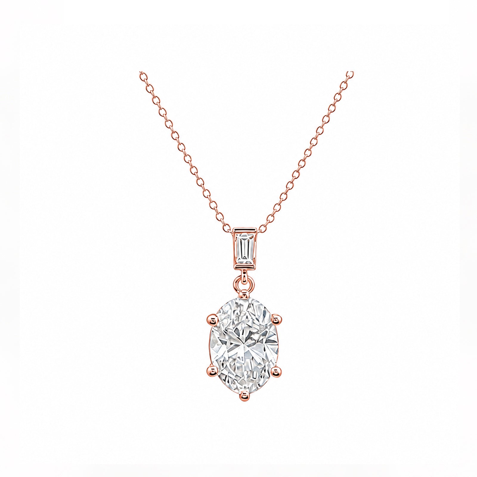 14k Gold Oval Cut Lab-Grown Diamond Necklace - An Ode to Elegant Curves