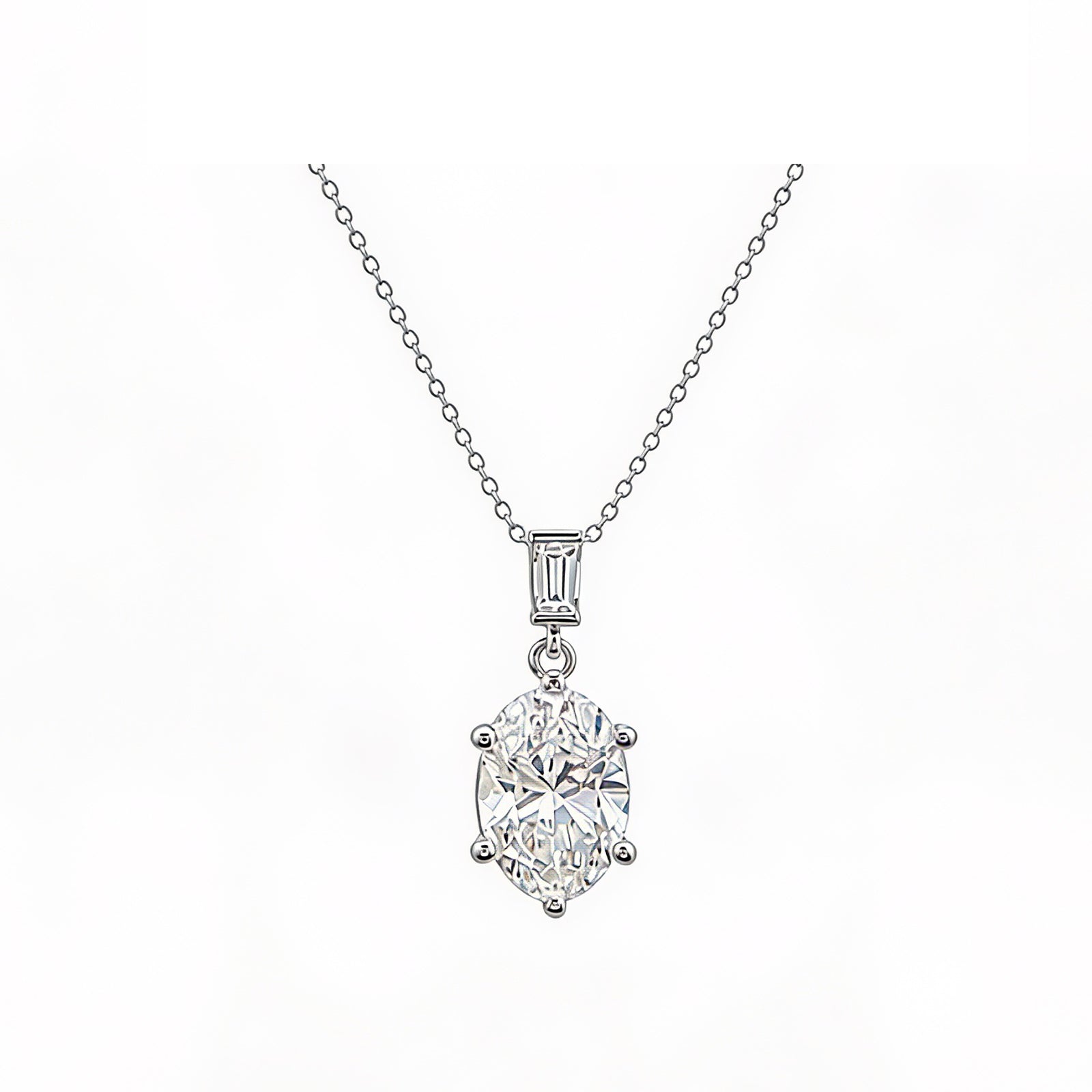 14k Gold Oval Cut Lab-Grown Diamond Necklace - An Ode to Elegant Curves