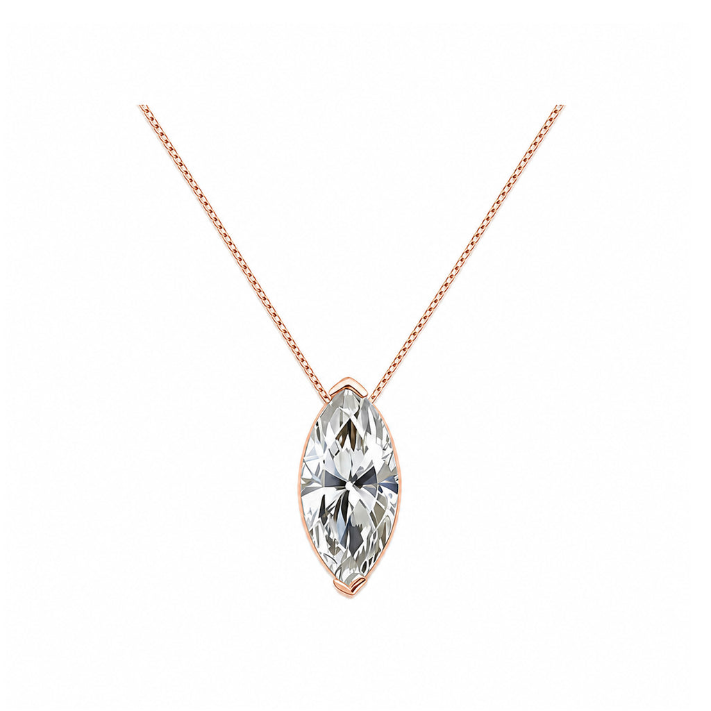 14k Gold Marquise Cut Lab-Grown Diamond Necklace - The Art of Elongated Brilliance