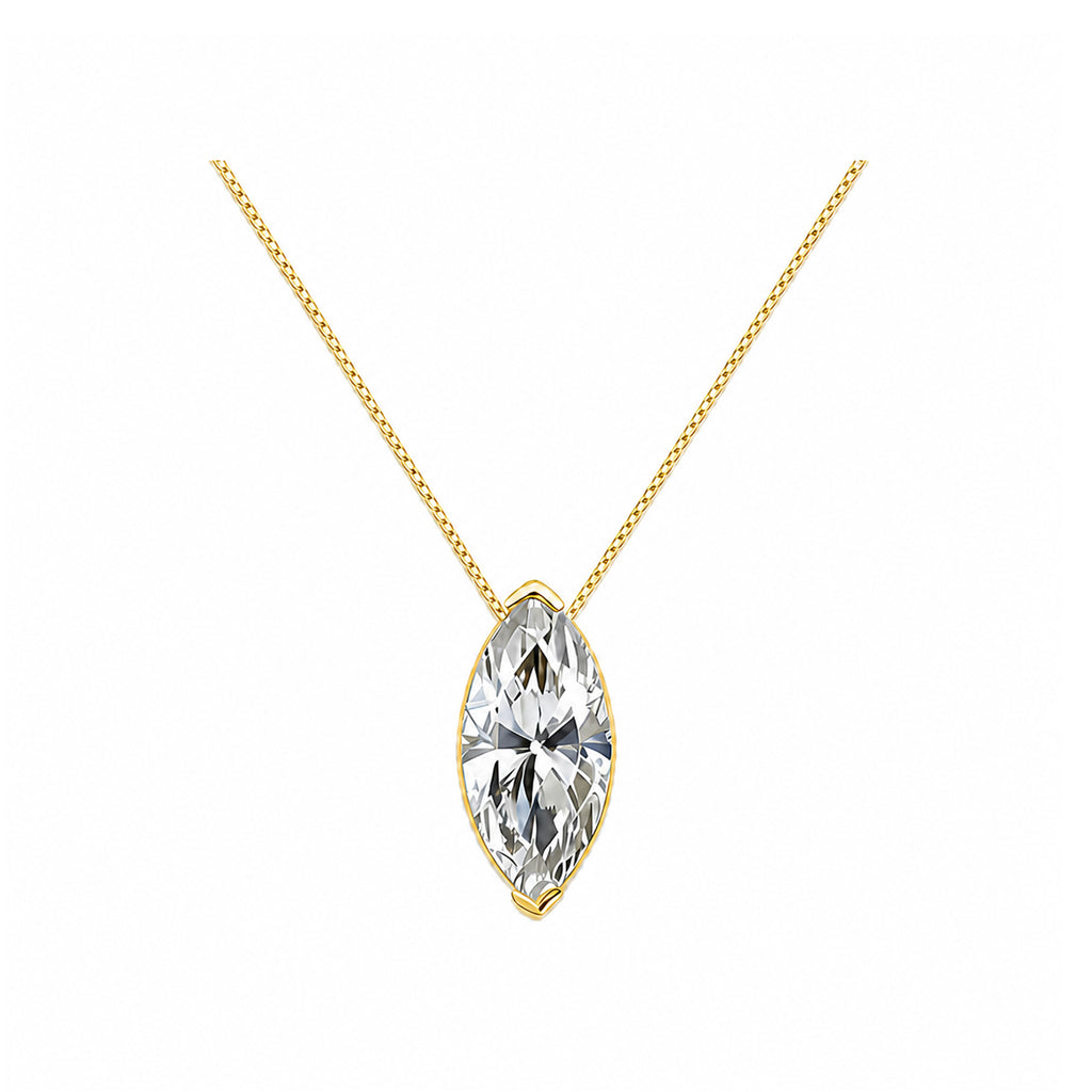 14k Gold Marquise Cut Lab-Grown Diamond Necklace - The Art of Elongated Brilliance