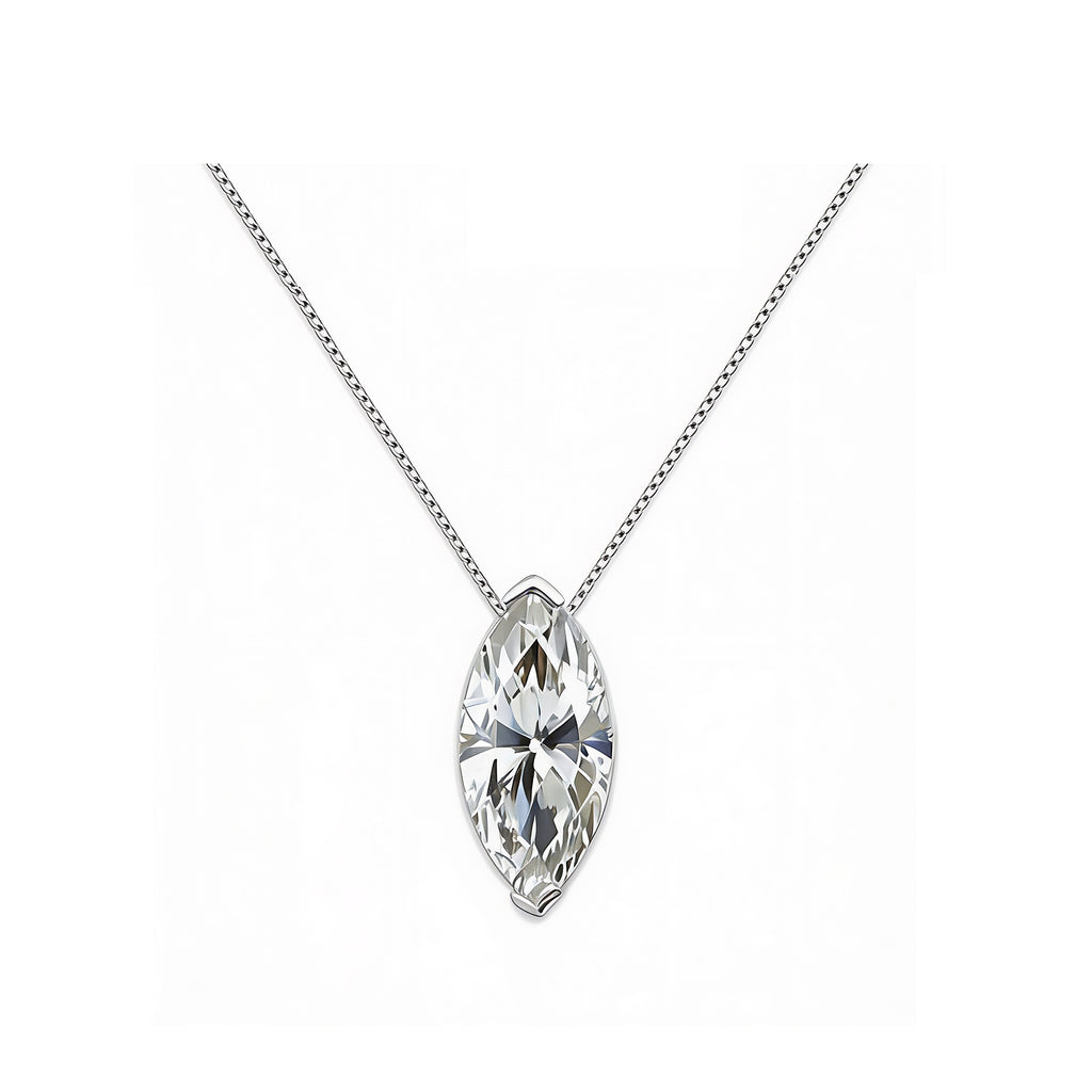 14k Gold Marquise Cut Lab-Grown Diamond Necklace - The Art of Elongated Brilliance