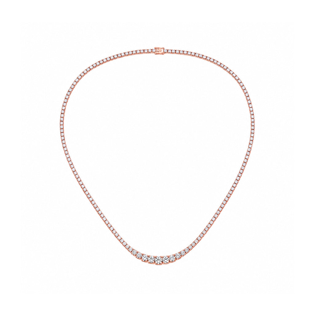 14k Gold Graduated Lab-Grown Diamond Tennis Necklace - A Crescendo of Radiant Light