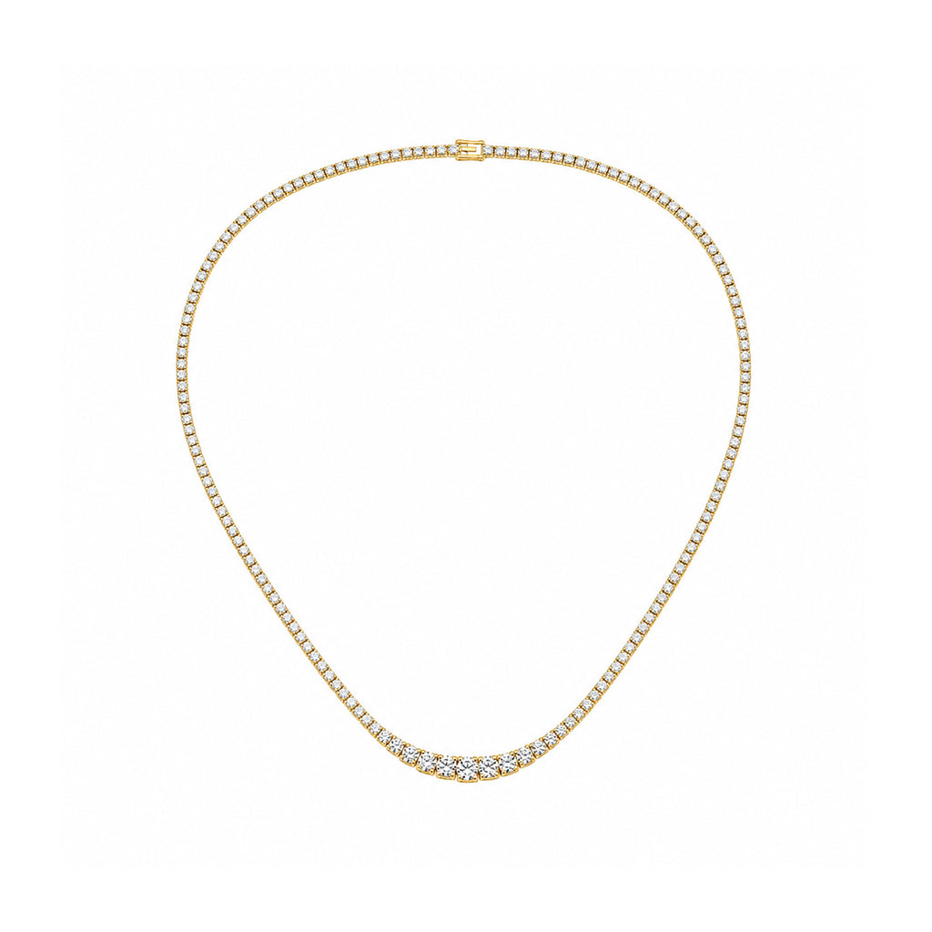 14k Gold Graduated Lab-Grown Diamond Tennis Necklace - A Crescendo of Radiant Light