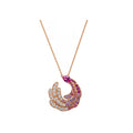 Sparkling Pink Feather Wing Necklace - Elegant Rose Gold Teardrop Pendant