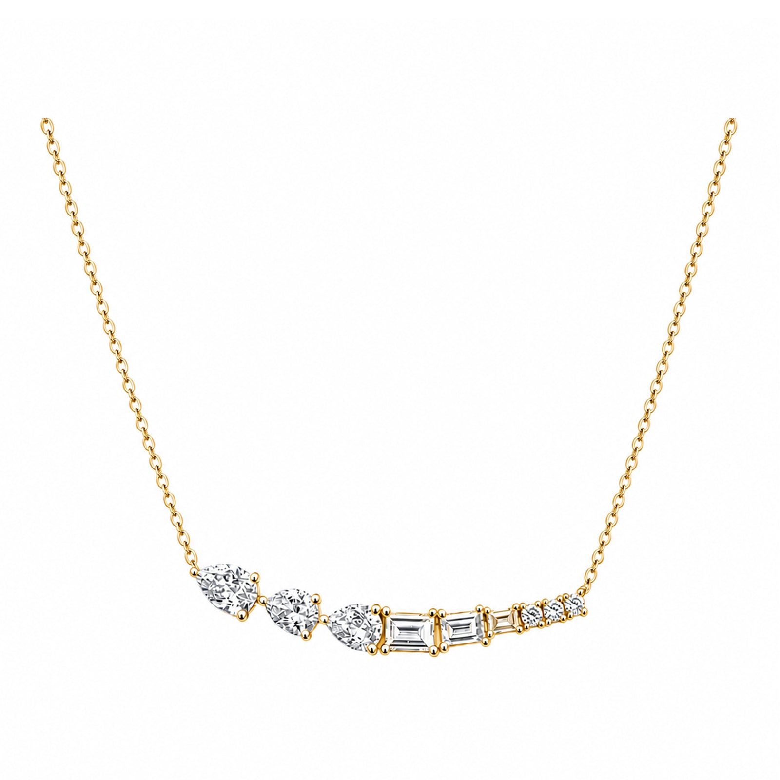 14K Gold Lab-Grown Diamond Multi-Cut Necklace