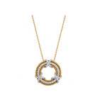 Two-Tone Mixed Metal Circle Necklace - Gold Rope & Silver Pavé Pendant
