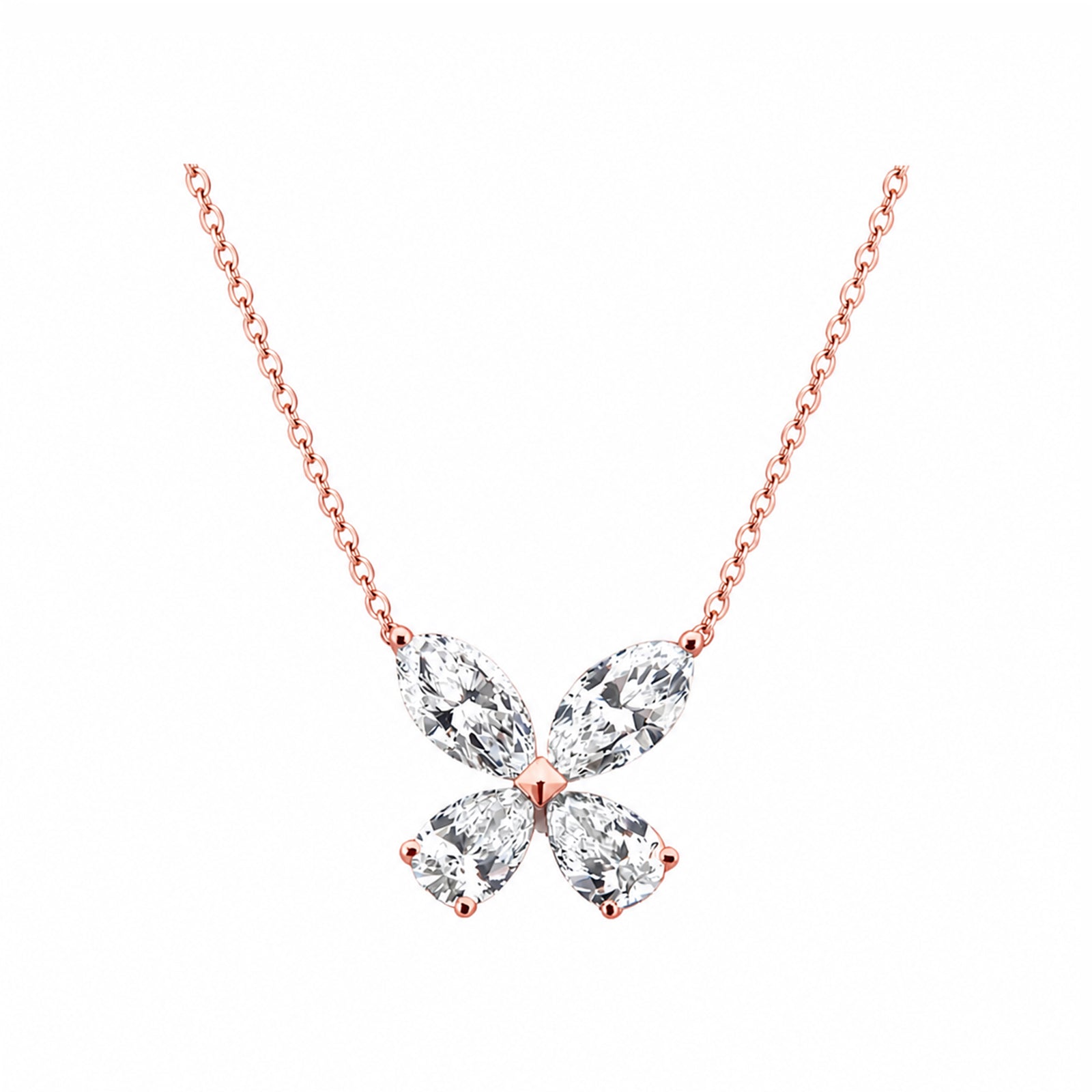 14K Gold Lab-Grown DiamondsLarge Pear-Cut Diamond Butterfly Pendant Necklace