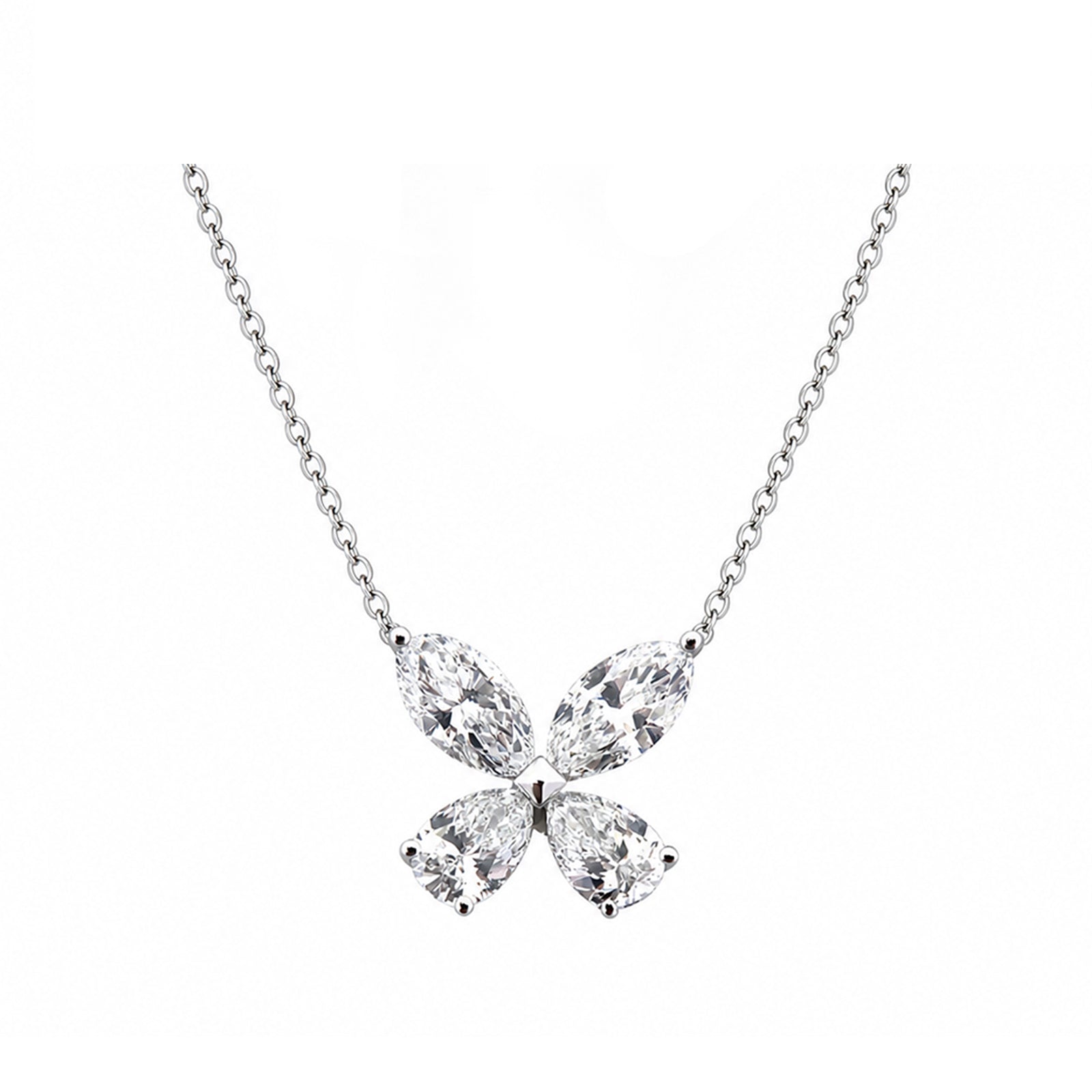 14K Gold Lab-Grown DiamondsLarge Pear-Cut Diamond Butterfly Pendant Necklace