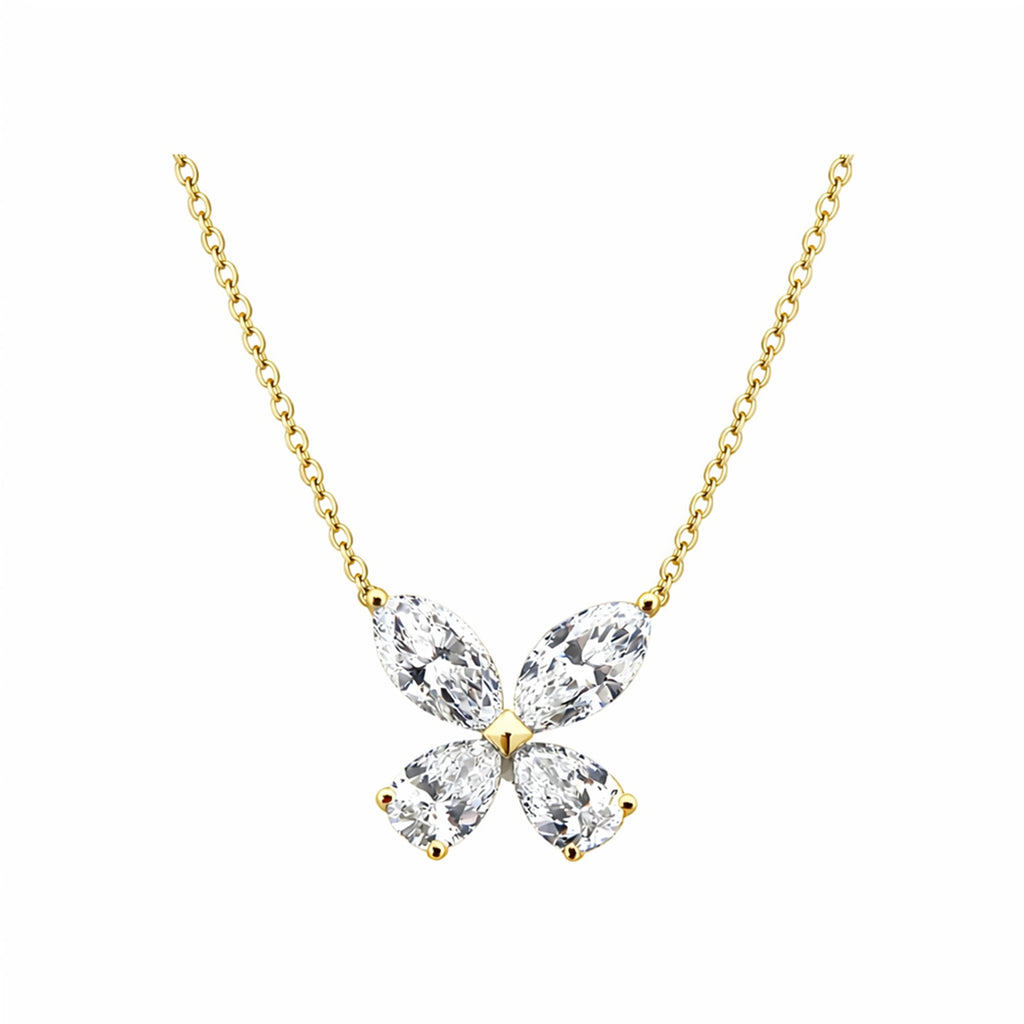 14K Gold Lab-Grown DiamondsLarge Pear-Cut Diamond Butterfly Pendant Necklace