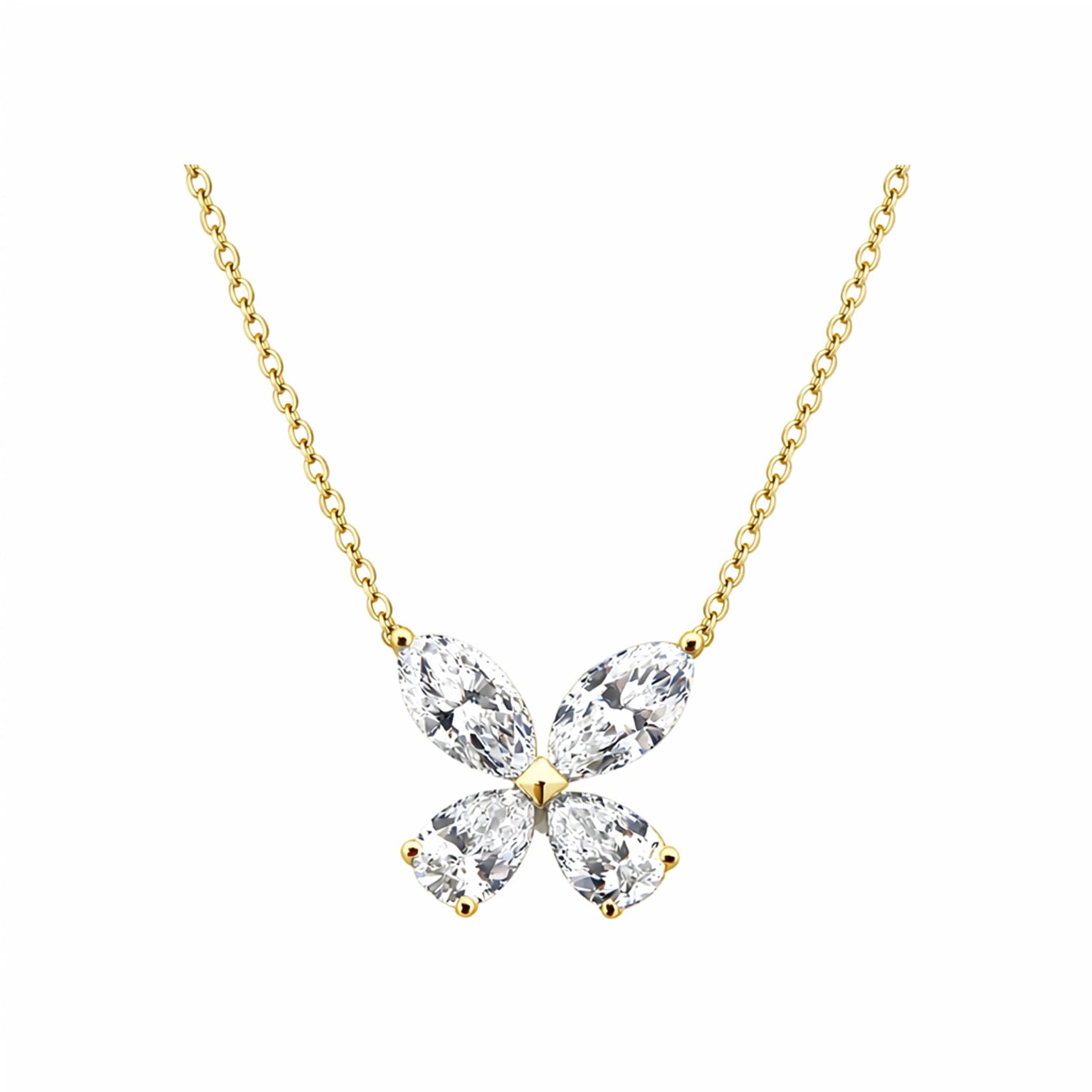 14K Gold Lab-Grown DiamondsLarge Pear-Cut Diamond Butterfly Pendant Necklace