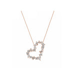 14K Gold  Mixed-Cut Lab-Grown Diamonds Open Heart Pendant Necklace