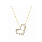 14K Gold  Mixed-Cut Lab-Grown Diamonds Open Heart Pendant Necklace