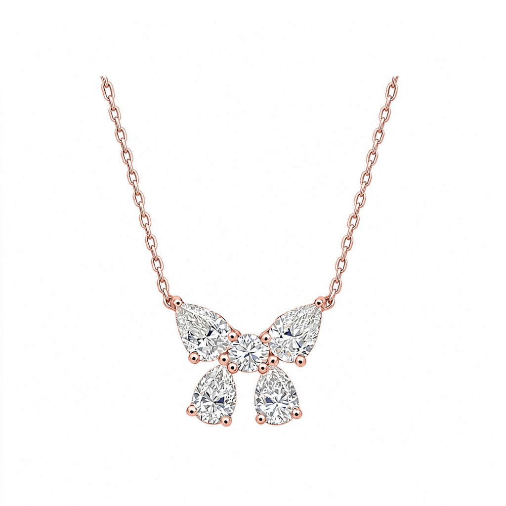 14K Gold Mixed-Cut Lab-Grown Diamond Butterfly Pendant Necklace